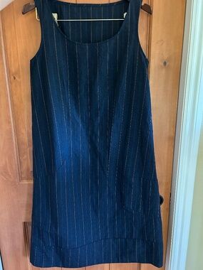 Comme des Garçons Navy Pinstripe Wool Dress — Size S — Made in Japan — Lightly W